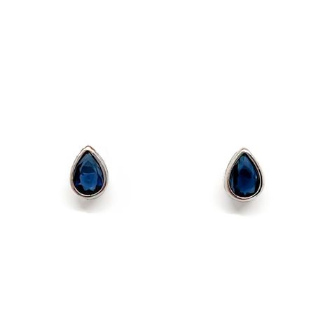 Aros Punto De Luz Gota Circón Azul Plata Fina 925-1