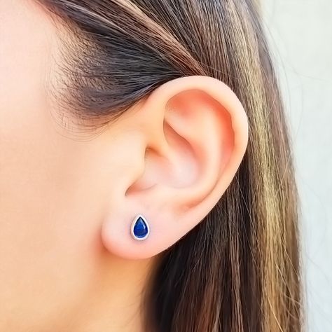 Aros Punto De Luz Gota Circón Azul Plata Fina 925-2