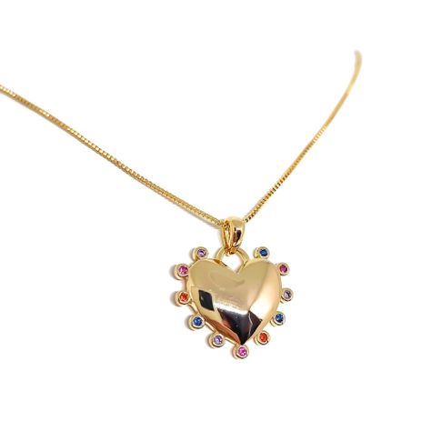 Collar Corazón Circones Colores Enchapado Oro 18K-1