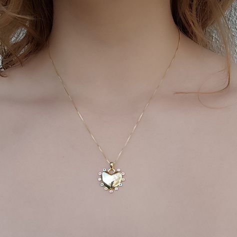 Collar Corazón Circones Colores Enchapado Oro 18K-2