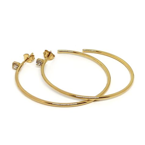 Aros Argollas Circón 44mm Enchapado Oro 18K-1