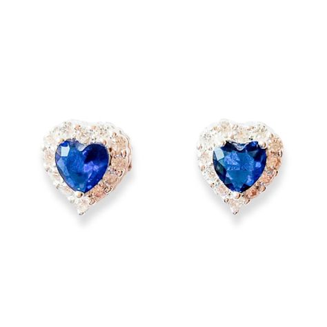 Aros Lady Corazón Circón Azul Plata Fina 925-0