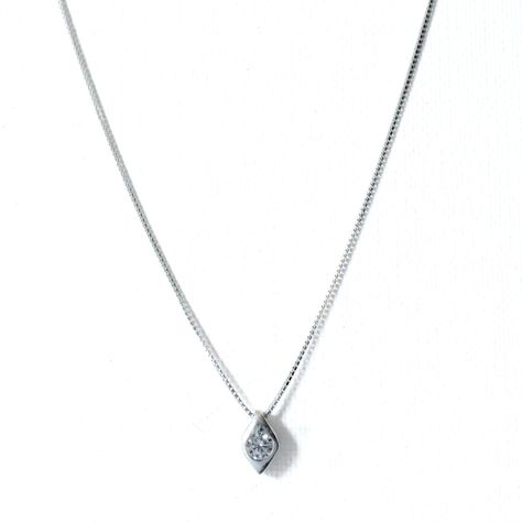 Collar Rombo Punto De Luz Circón Plata Fina 925-0