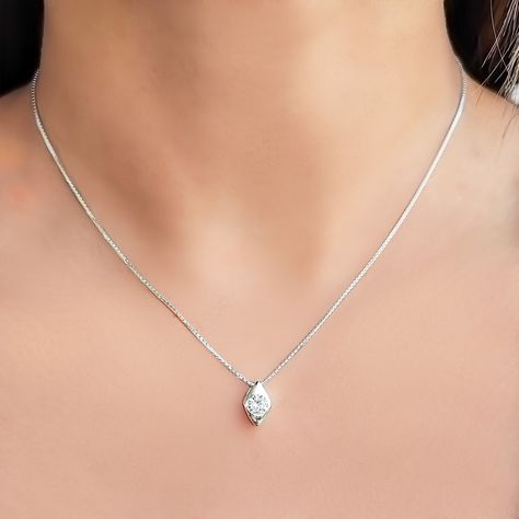 Collar Rombo Punto De Luz Circón Plata Fina 925-2
