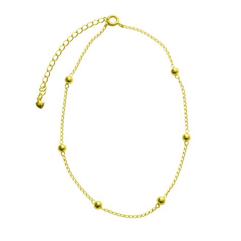 Tobillera 6 Bolitas Enchapado Oro 18K-0