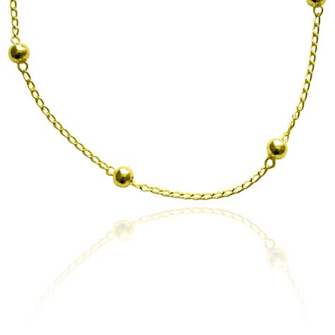 Tobillera 6 Bolitas Enchapado Oro 18K-1