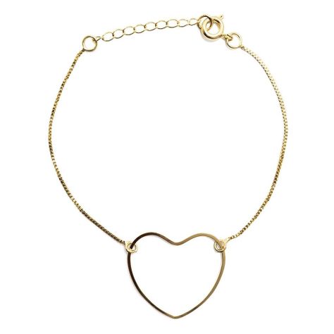 Pulsera Corazón Grande Enchapada Oro 18K-0