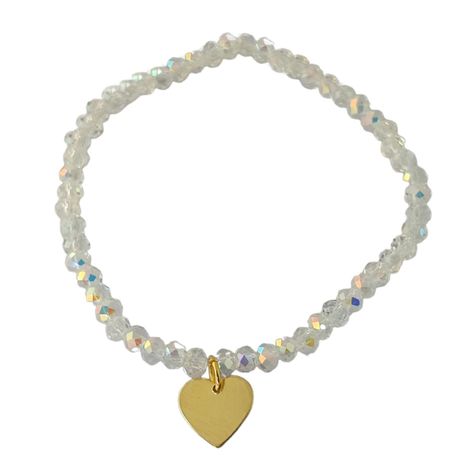 Pulsera Cristal Tornasol Corazón Enchapado Oro 18K-0