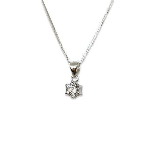 Collar Punto De Luz Circón Blanco Grifas Plata Fina 925-0