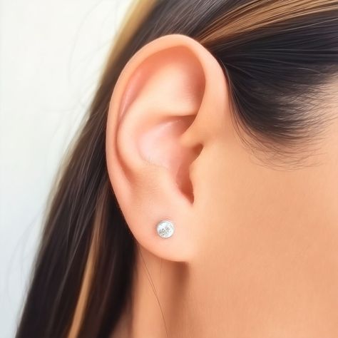 Aros Punto De Luz Circón Blanco Canastillo 4mm Plata Fina 925-1