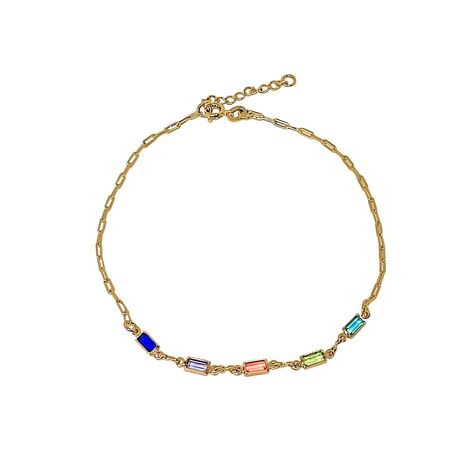 Tobillera Cristales Colores Enchapado Oro 18K-0