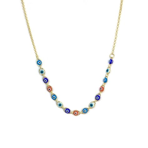 Collar 44cm Ojos Turcos Colores Enchapado Oro 18K-1