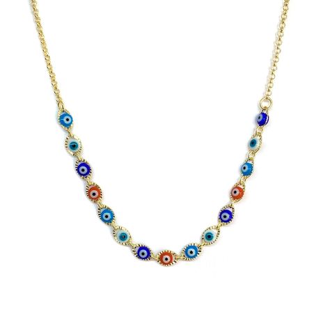 Collar 44cm Ojos Turcos Colores Enchapado Oro 18K-0