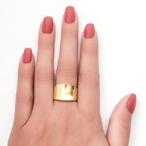 Anillo Lorena Cóncavo Liso Enchapado Oro 18K #19-2