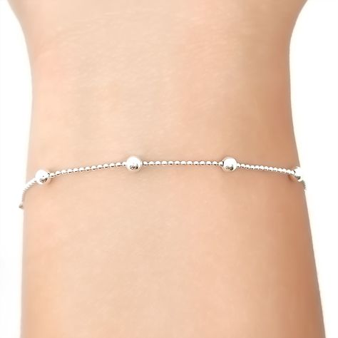 Pulsera Bolitas 19cm Plata Fina 925-1