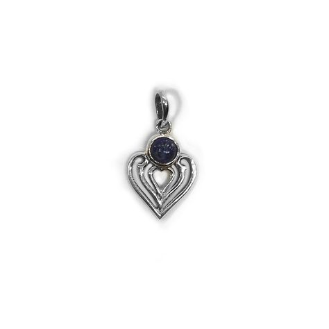 Colgante Corazón Lapislázuli Plata Fina 925a-0