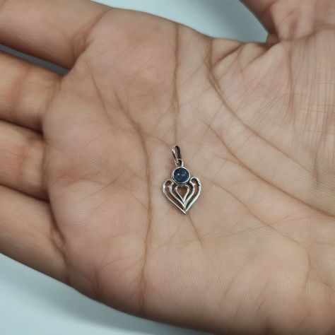 Colgante Corazón Lapislázuli Plata Fina 925a-2