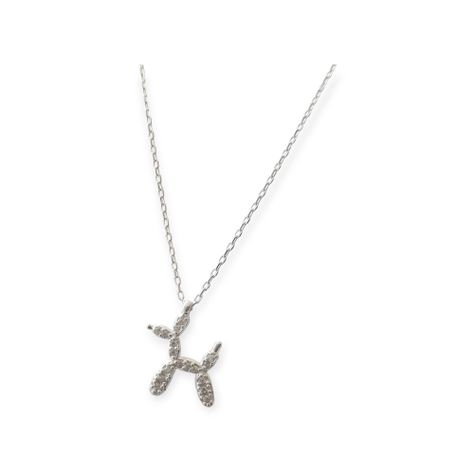 Collar Perro Globo Circón Plata Fina 925-0