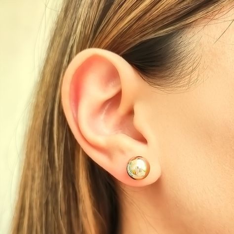Aros Bola Lisa 10mm Enchapado Oro 18K-3