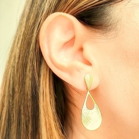 Aros Gota Satinada Enchapado Oro 18K-0