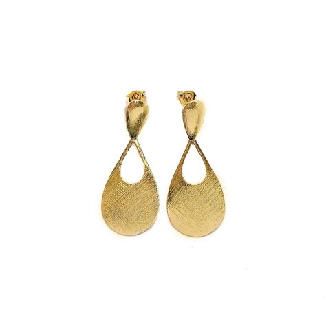 Aros Gota Satinada Enchapado Oro 18K-1