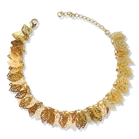 Pulsera Chiches Hojas Caladas Enchapado Oro 18K-0