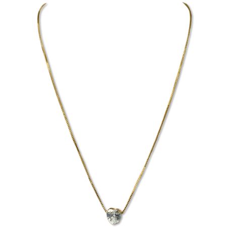 Collar Circón Corazón Enchapado Oro 18K-0