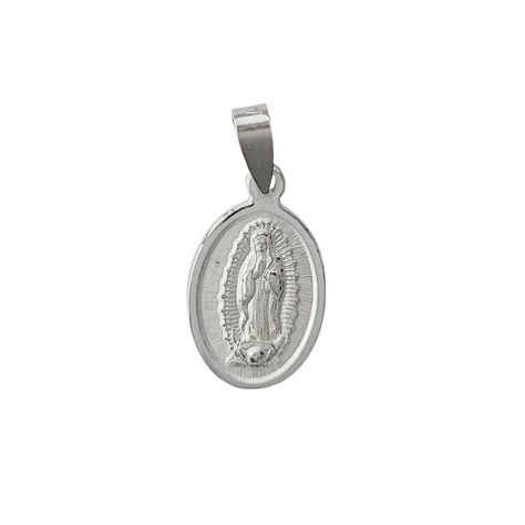 Colgante Medalla Virgen  De Guadalupe Oval Plata Fina 925-0