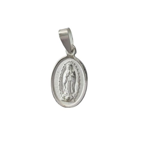 Colgante Medalla Virgen  De Guadalupe Oval Plata Fina 925-1