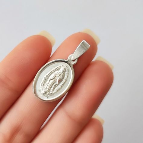 Colgante Medalla Virgen  De Guadalupe Oval Plata Fina 925-2