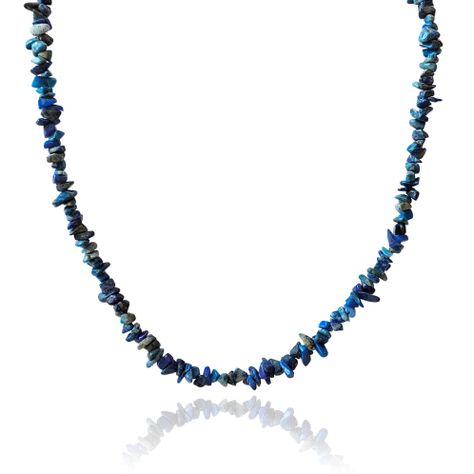 Collar Lapislázuli Chips Plata Fina 925-0