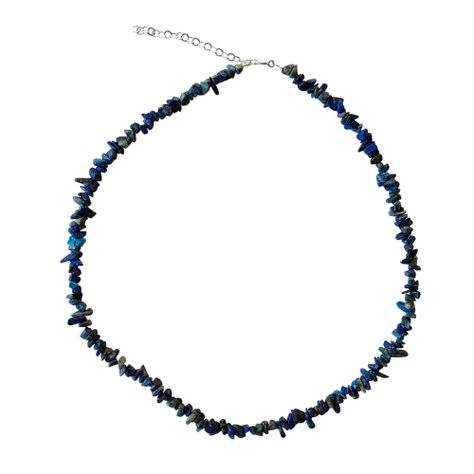 Collar Lapislázuli Chips Plata Fina 925-1