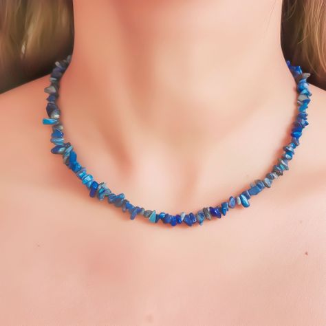 Collar Lapislázuli Chips Plata Fina 925-3