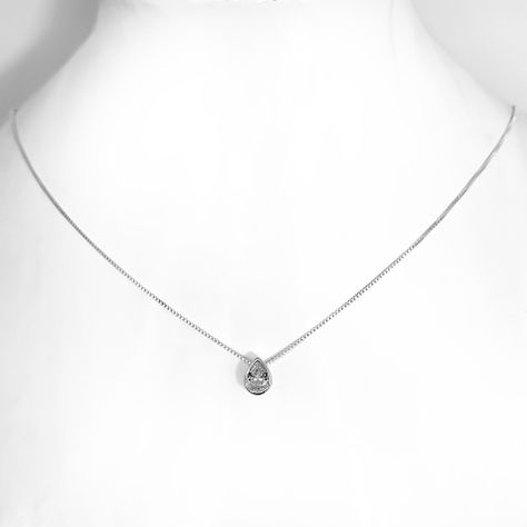 Collar Punto de Luz Gota Circón Plata Fina 925-0