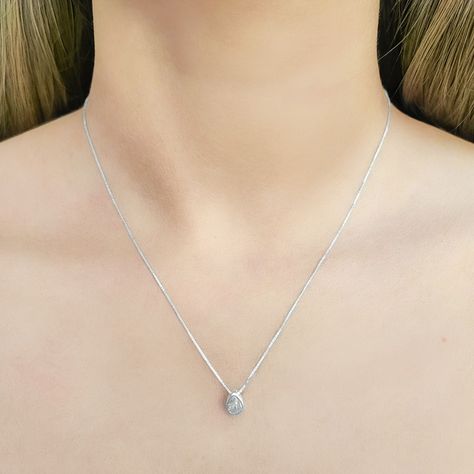 Collar Punto de Luz Gota Circón Plata Fina 925-2