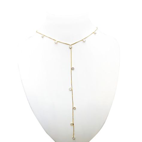 Collar Corbatero 16 Circones Blancos Enchapado Oro 18K-0