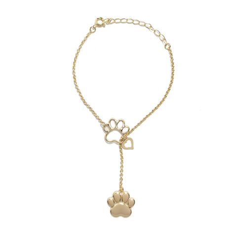 Pulsera Huella Perro Ajustable Enchapado Oro 18K-0