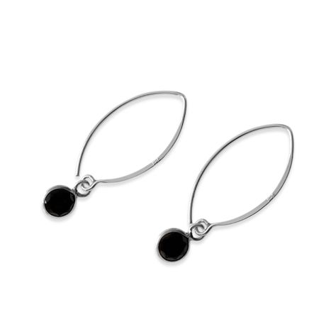 Aros Circón Redondo Gancho Negro Grande Plata Fina 925-1
