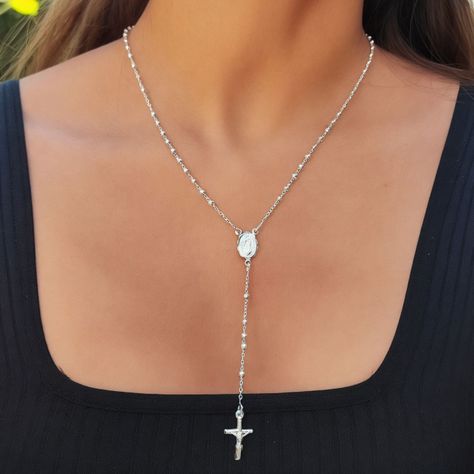 Collar Rosario Virgen De Guadalupe 50CM Plata Fina 925-2