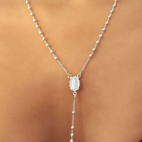 Collar Rosario Virgen De Guadalupe 50CM Plata Fina 925-3