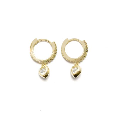 Aros Argolla Cintillo Circón Colores Corazón Enchapado Oro 18K-1
