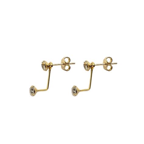 Aros 2 Circones Blancos Enchapado Oro 18K-0