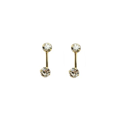 Aros 2 Circones Blancos Enchapado Oro 18K-1