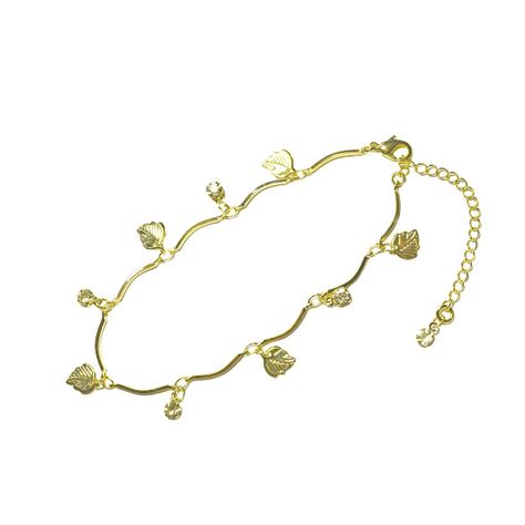 Pulsera Chiches Hojas Cristal Enchapada Oro 18K-1
