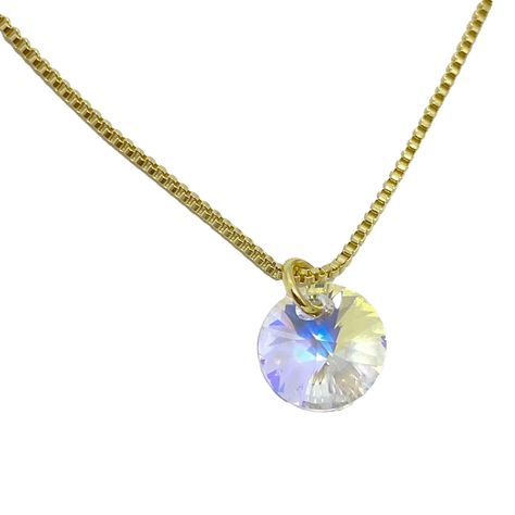 Collar Cristal Austriaco 8mm Enchapado Oro 18K-1