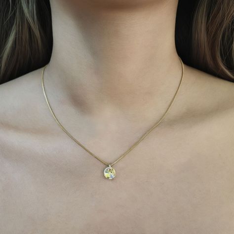 Collar Cristal Austriaco 8mm Enchapado Oro 18K-3