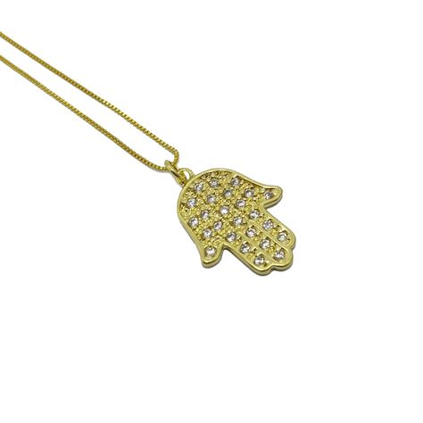 Collar Místico Mano Hamsa Enchapado Oro 18K-1