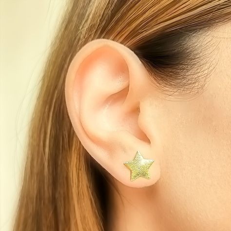 Aros Estrella Satinados Enchapado Oro 18K-3