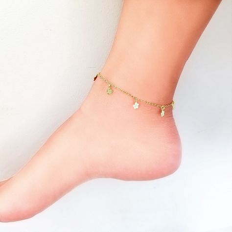 Tobillera 5 Margaritas Enchapado Oro 18K-3