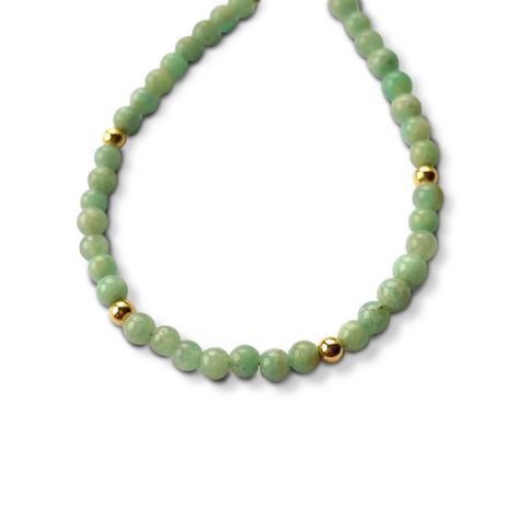 Pulsera Amazonita Bolitas Enchapadas Oro 18K-0